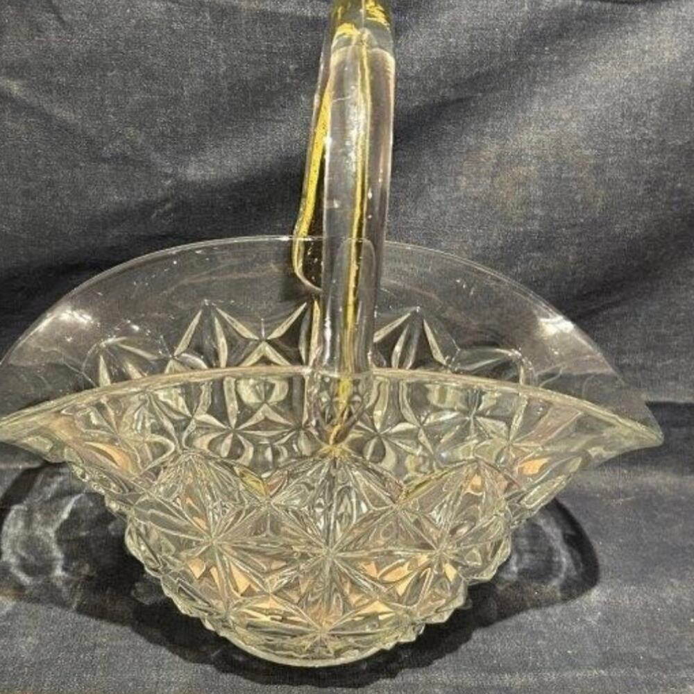 Tiffin‎ Franciscan Williamsburg Pressed Clear Glass Basket 11.5"